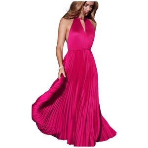 MILLY Cora Fushia Satin Pleated dress size 12